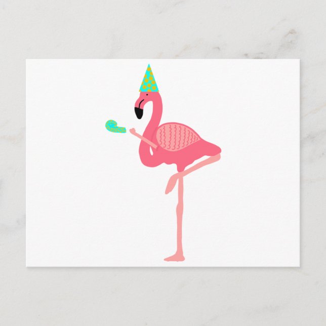 Invitation Carte Postale Flamant rose rose funky Casquette de la fête de po (Devant)
