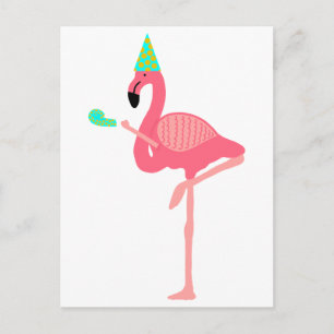 Invitation Carte Postale Flamant rose rose funky Casquette de la fête de po
