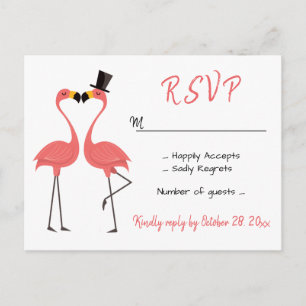 Invitation Carte Postale Flamant rose rose RSVP Mariage Tropical Luau Beach