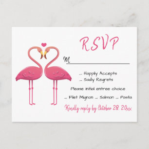 Invitation Carte Postale Flamant rose rose RSVP Mariage Tropical Luau Beach