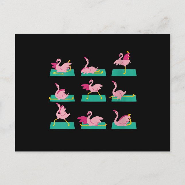 Invitation Carte Postale Flamant rose Yoga Poses Méditation Exercice d'entr (Devant)