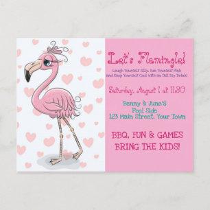 Invitation Carte Postale Flamingle