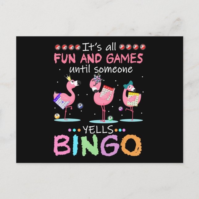 Invitation Carte Postale Flamingo | Flaming Bingo Funny (Devant)