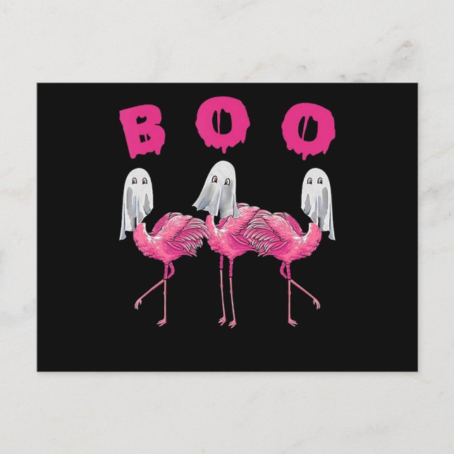 Invitation Carte Postale Flamingo | Flamingo Fantôme Boo Costume d'Hallowee (Devant)