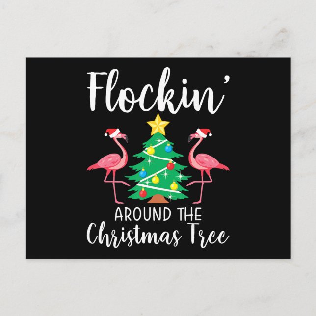 Invitation Carte Postale Flamingo | Flockin Around Christmas Tree Flamingo (Devant)