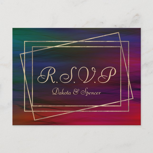 Invitation Carte Postale Flammes vibrantes | Aquarelle couleur bijoux RSVP (Devant)