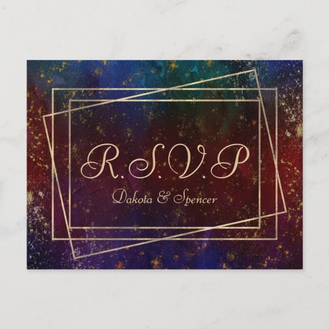 Invitation Carte Postale Flammes vibrantes | Aquarelle couleur bijoux RSVP (Devant)