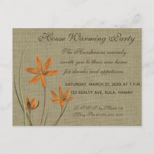 Invitation Carte Postale Fleur orange vintage à l'invitation de toile de