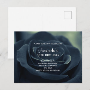Invitation Carte Postale Fleur Rose noire Vibe gothique foncé Anniversaire