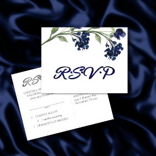 Invitation Carte Postale Fleur sauvage Classique Bleu Bohème Fleur RSVP