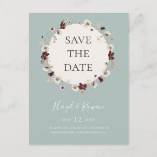 Invitation Carte Postale Fleur sauvage de Cuivre Bourgogne   Turquoise Enre