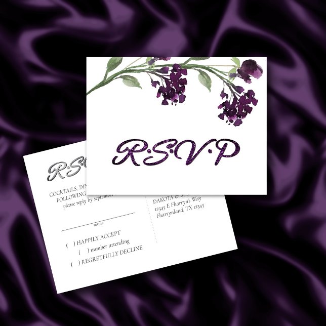 Invitation Carte Postale Fleur sauvage | Fleurs de Bohême violet profond RS (Créateur téléchargé)