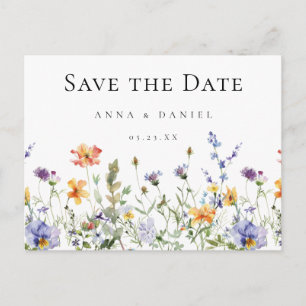 Invitation Carte Postale Fleur sauvage Garden Wedding Enregistrer la date C