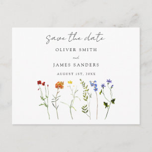 Invitation Carte Postale Fleur sauvage LGBTQ Fierté gay Floral Enregistrer