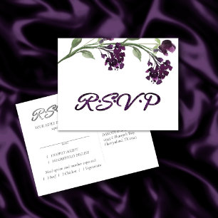 Invitation Carte Postale Fleur sauvage   Profond violet Bohémien Entree RSV