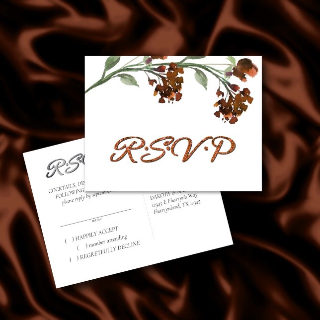 Invitation Carte Postale Fleur sauvage | Réponse Orange de Terracotta (Créateur téléchargé)