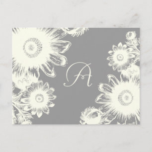 Invitation Carte Postale Fleur Vintage blanche - choisissez la couleur - Ca