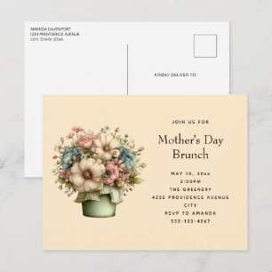 Invitation Carte Postale Fleurs confortables dans un pot de planteur pour l