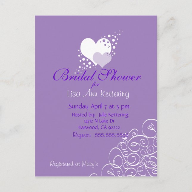 Invitation Carte Postale Fleurs d'amour (Devant)