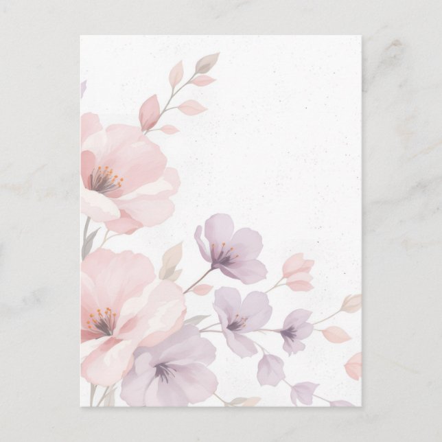 Invitation Carte Postale Fleurs d'aquarelle Pastel (Devant)