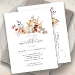 Invitation Carte Postale Fleurs d'automne du Citrouille blanc 40e anniversa<br><div class="desc">Les citrouilles d'automne sont nichés dans de délicats fleurs sauvages dorés et oranges pour créer une esthétique élégante. Tout le texte est éditable pour vous permettre de créer facilement votre propre humeur spéciale.</div>