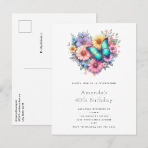 Invitation Carte Postale Fleurs de marguerite avec un joyeux anniversaire d