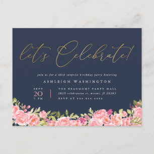 Invitation Carte Postale Fleurs de printemps de l'aquarelle Fête d'annivers