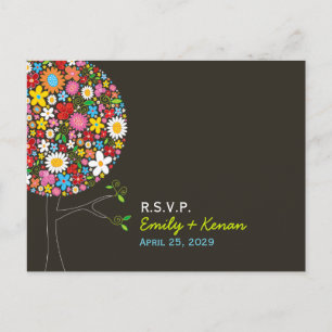 Invitation Carte Postale Fleurs de Printemps Whimsical Mariage de Pop Tree