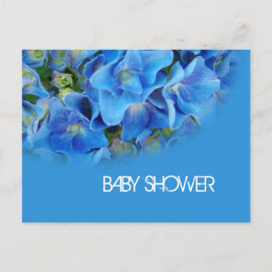 Invitation Carte Postale fleurs d'hortensia bleues baby shower