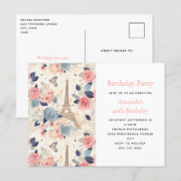 Fleurs et Tour Eiffel Paris Motif Anniversaire