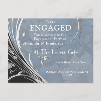 Invitation Carte Postale Fleurs mélange blanc bleu pâle doux