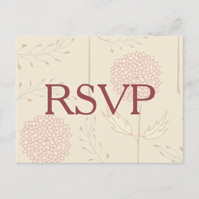 Invitation Carte Postale Fleurs rouges RSVP (Devant)
