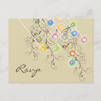Invitation Carte Postale Fleurs Super colorées Jardin Mariage d'été RSVP