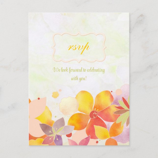 Invitation Carte Postale Fleurs tropicales hawaïennes mariage RSVP (Devant)