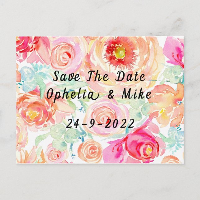 Invitation Carte Postale Flora; Couleurs Boho Happy (Devant)