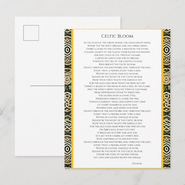 Invitation Carte Postale Floraison Celtique (Devant / Derrière)