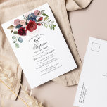 Invitation Carte Postale Floral 60e anniversaire Bourgogne Surprise Party<br><div class="desc">Floral 60th Birthday Burgundy Surprise Party Invitation Carte postale vous pouvez facilement customiser pour la plupart des anniversaires en cliquant sur le bouton "Personnaliser". Élégante végétation bordeaux, bleu poussiéreux, eucalyptus et fleurs roses rousses avec script et typographie moderne. CONSEIL : Consultez notre collection de fournitures de fête dans le magasin...</div>