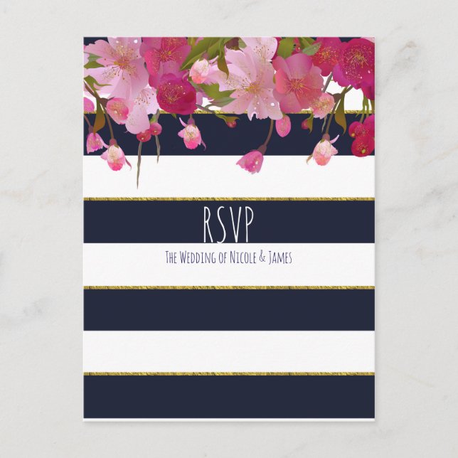 Invitation Carte Postale Floral avec Parties scintillant or Faux Moderne RS (Devant)