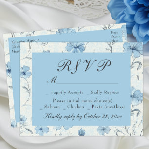 Invitation Carte Postale Floral Dusty Blue Country Garden Mariage RSVP Card