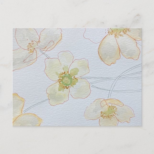 Invitation Carte Postale floral moderne (Devant)