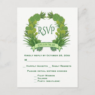 Invitation Carte Postale Floral Vert RSVP Succulents et Cactus Sud-Ouest