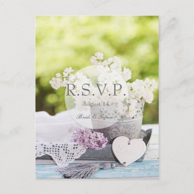 Invitation Carte Postale Flore de printemps romantique Lilac RSVP (Devant)