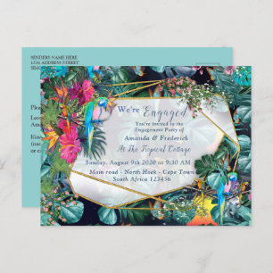 Invitation Carte Postale Flore tropicale Paradis & Oiseaux