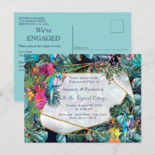 Invitation Carte Postale Flore tropicale Paradis & Oiseaux