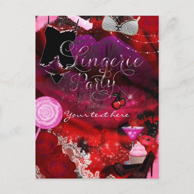 Invitation Carte Postale Flyer d'invitation pour filles à la soirée lingeri (Devant)
