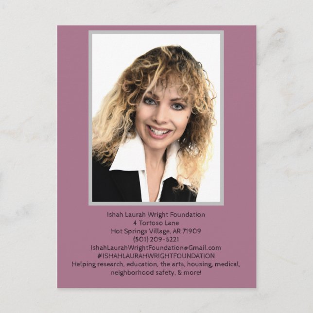 Invitation Carte Postale Fondation Ishah Laurah Wright (Devant)