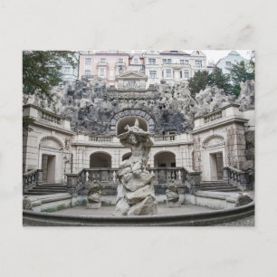 Invitation Carte Postale Fontaine avec statue de Neptune à Prague