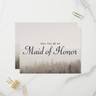 Invitation Carte Postale Forêt Misty Paysage Maid Of Honor Proposition