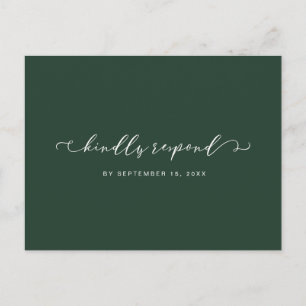 Invitation Carte Postale Forêt vert et blanc Rsvp avec choix de repas