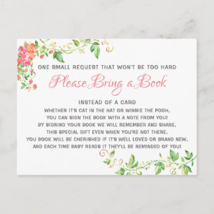 Invitation Carte Postale Fox Boho Floral Apportez un Baby shower de bibliot